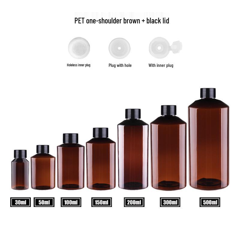 PET Angled Shoulder Refillable Bottle (50-500ml) for Spray, Shampoo, Shower Gel, and Lotion. 50ml