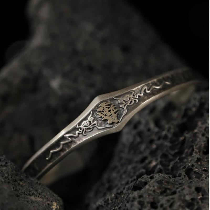 Handmade Bohemian Silver-Plated Bracelet With Mountain Spirit Flower Motif Vintage Ethnic Style Adjustable Wristband