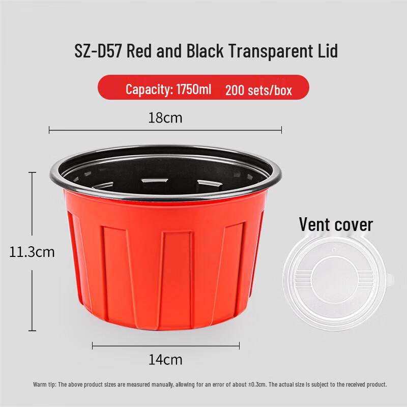 Saizhuo 1750ml Round Disposable Food Container with Clear Lid