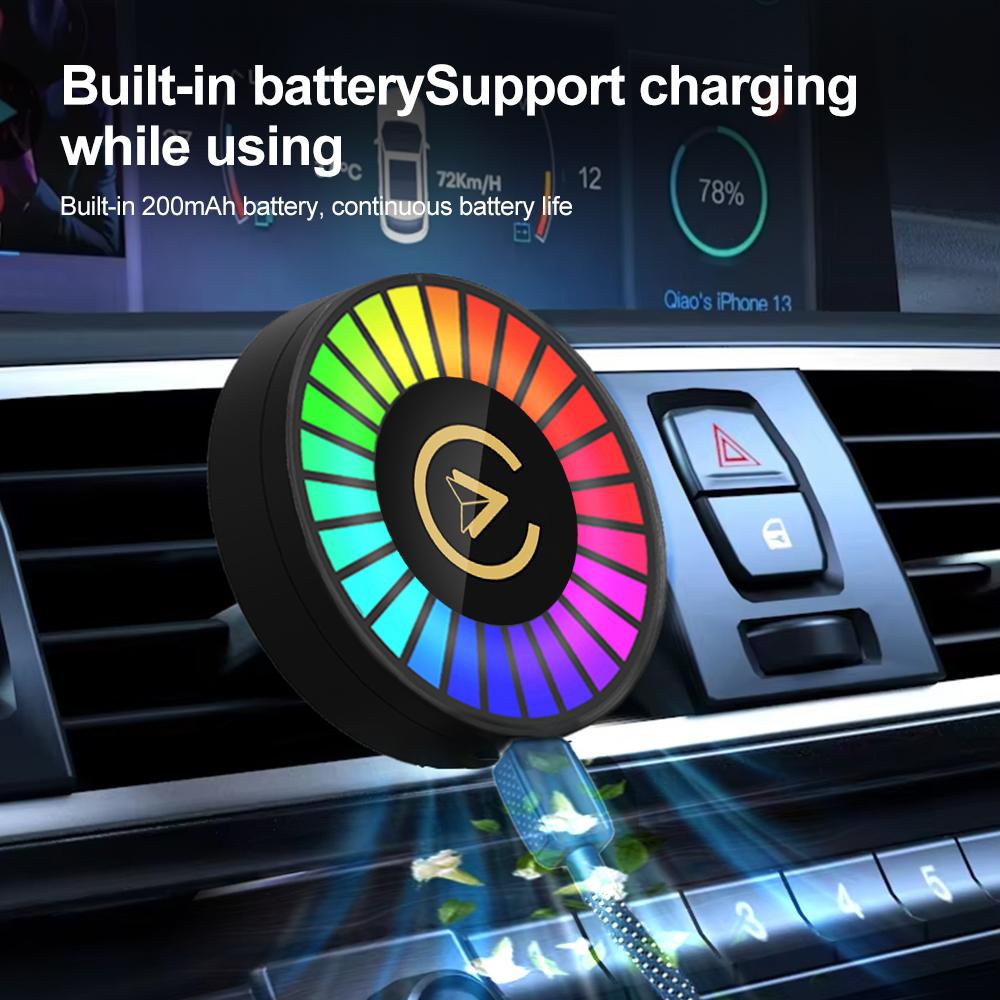 3-in-1 Wireless Carplay Android Auto Adapter Plug and Play Car Aromatherapy withCar Smart APP Control RGB Music Lamp  Rechargeable for Car Air Outlet