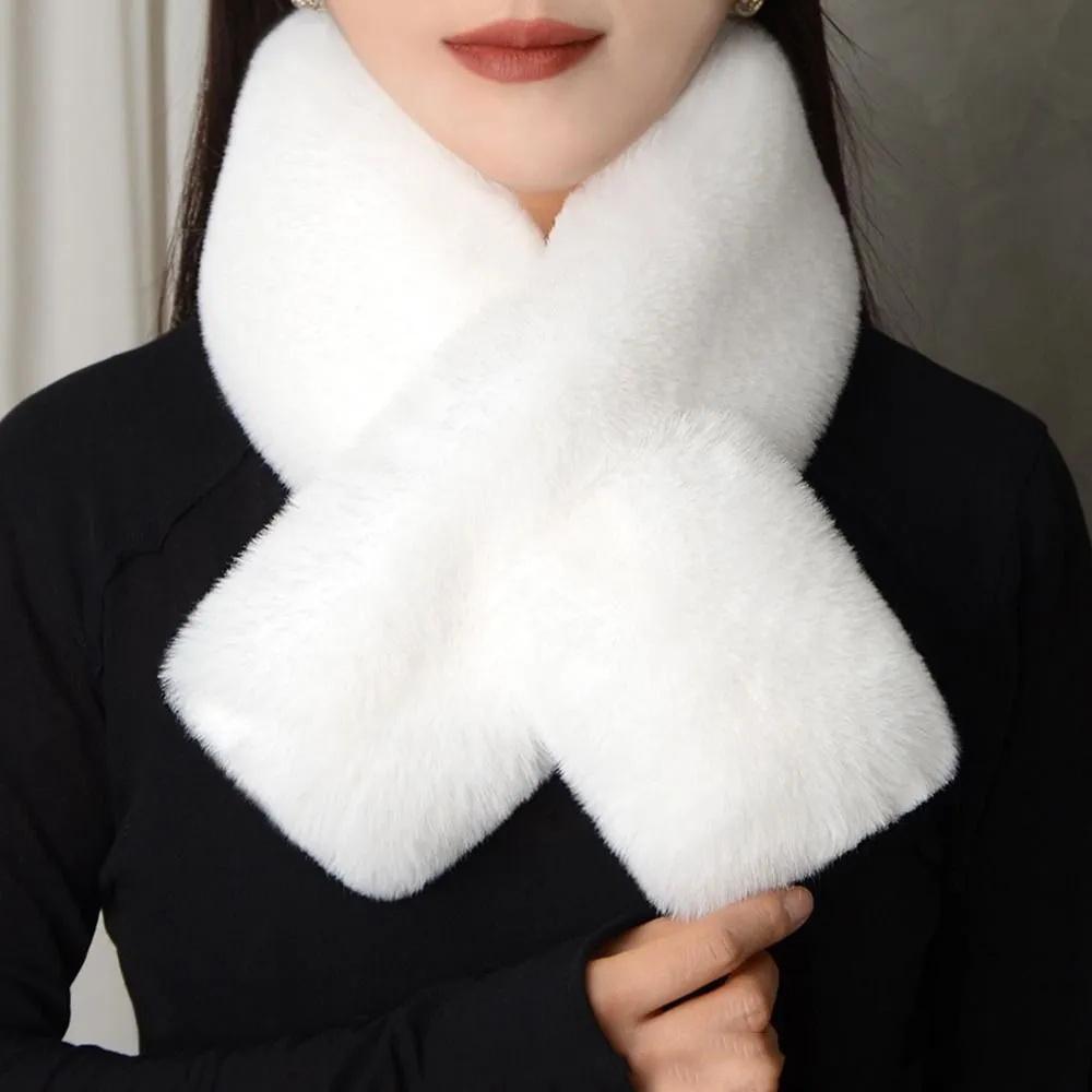 

Plush Scarf Fashionable And Versatile Women s Thickened Plush Neckband Imitation Collar белый