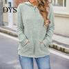 Warm Long-sleeve Sweater Women Knitted Hooded Long Sleeve Loose Fit Ribbed Knitting Pullover Tops with Pockets Casual Solid Color Autumn Knitwear