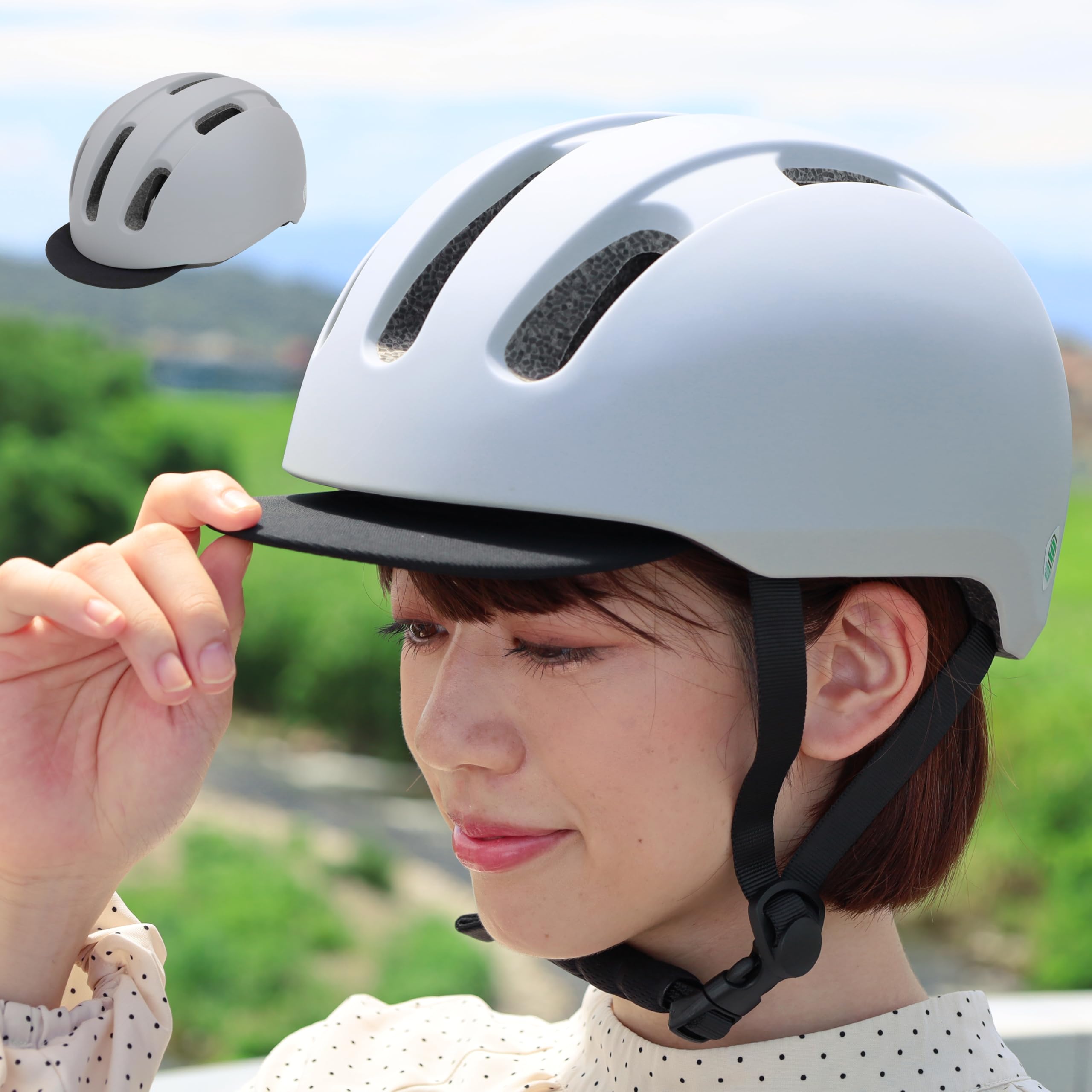 

TEITO Adult Bicycle Helmet with Brim Size SG City School and Matte Gray SG-certified [Subsidy Eligible] 55-60cm, Mark, Authentic, Cycling, Commuting,