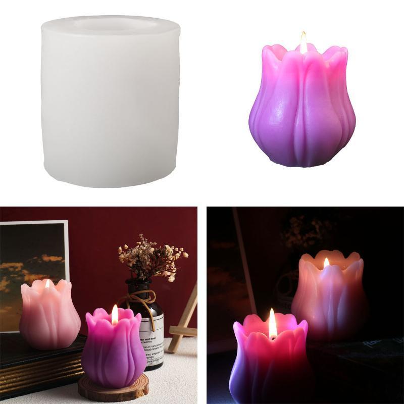 3D Tulip Candle Silicone Mold Handmade Flower Soap Clay Plaster Aromatherapy Mould Chocolate Candy Fondant Cake Decorating Tools