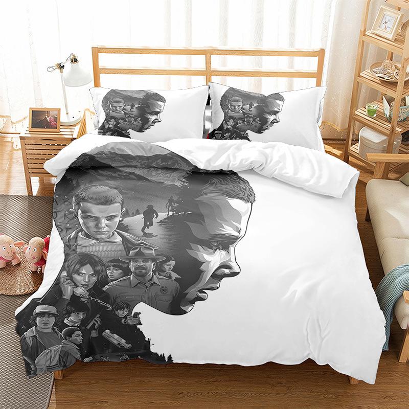 Three-Piece Home Textile Quilt Cover Four-Piece Stranger Things 3D Digital Printing Quilt Cover Pillowcase Bedding