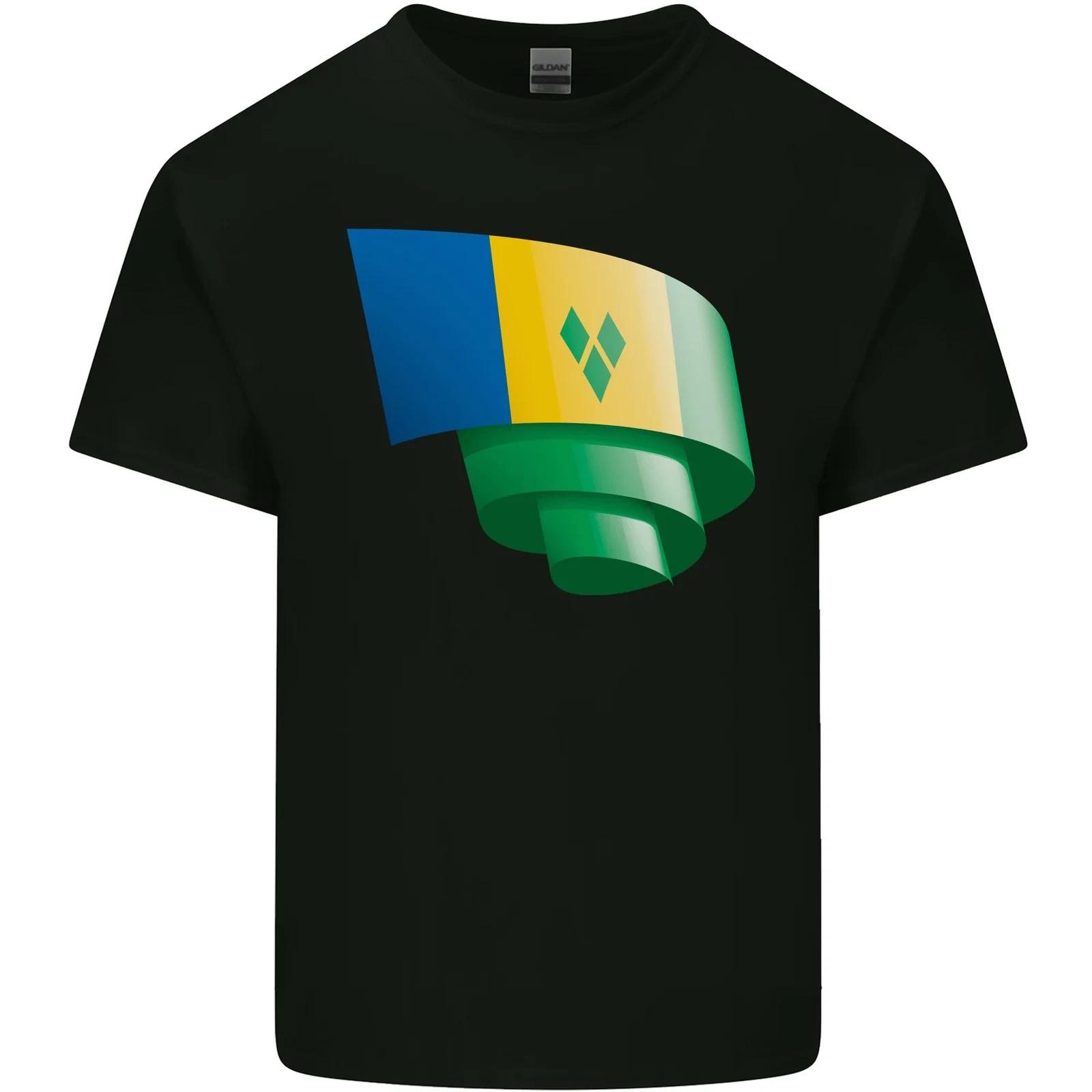 Curled Saint Vincent and Grenadines Flag Football Kids T-Shirt Childrens 3XL