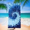 Blue Tie-Dye Microfiber Beach Towel Sandproof Waterproof 2D Flat Printed Summer Vacation Bath Blanket Pool Mat For Adults
