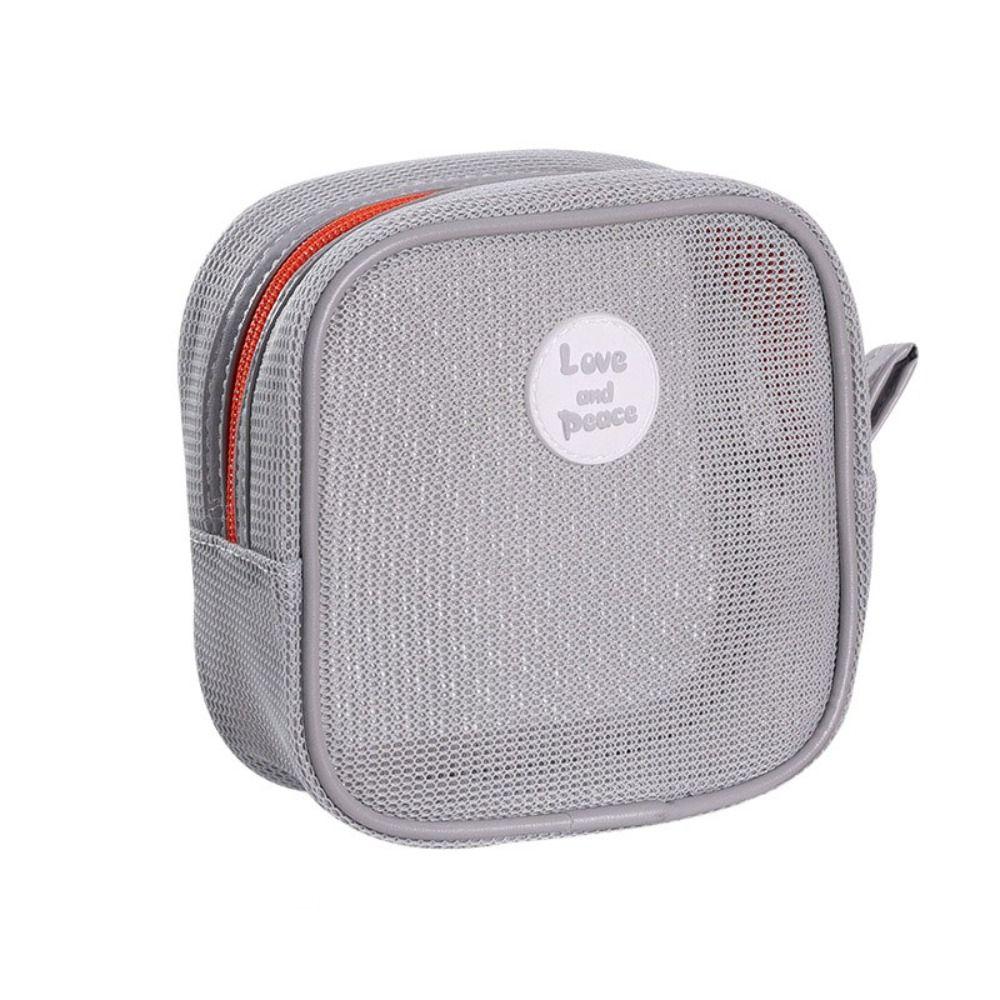 

Square Transparent Cosmetic Bag Zipper Toiletry Storage Bag Fashion Mesh Makeup Bag Outdoor серый