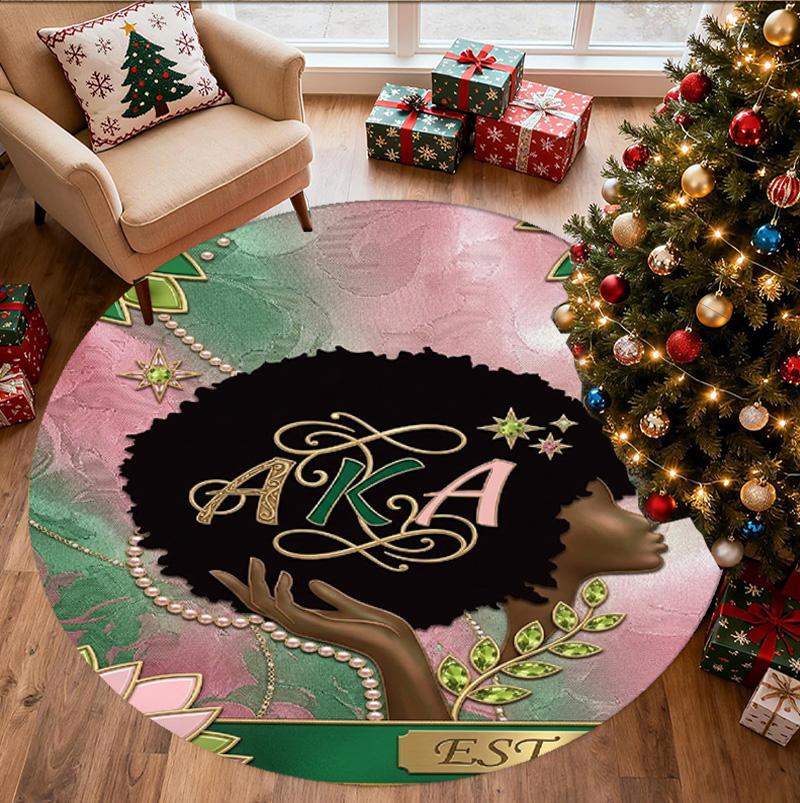 Alpha Kappa Alpha Pattern Round Rug, Indoor/Outdoor Mat, for Picnic, Gameroom, Bedroom, Office, Living Room, Home Decor Carpet, Birthday Gift