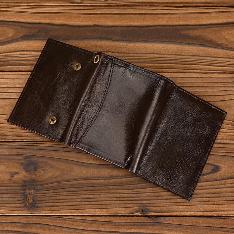 Trifold Leather Short Wallet For Men RFID Purse Multi-functional Genuine Leather Short Purse Large Capacity Card Holder Business