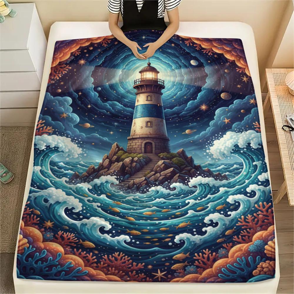 Colorful Starry Sky Sailing Print Flannel Blanket,High quality Comfortable for All Seasons,Home Decor,Warmth and Comfort,Perfect for Christmas Gifts
