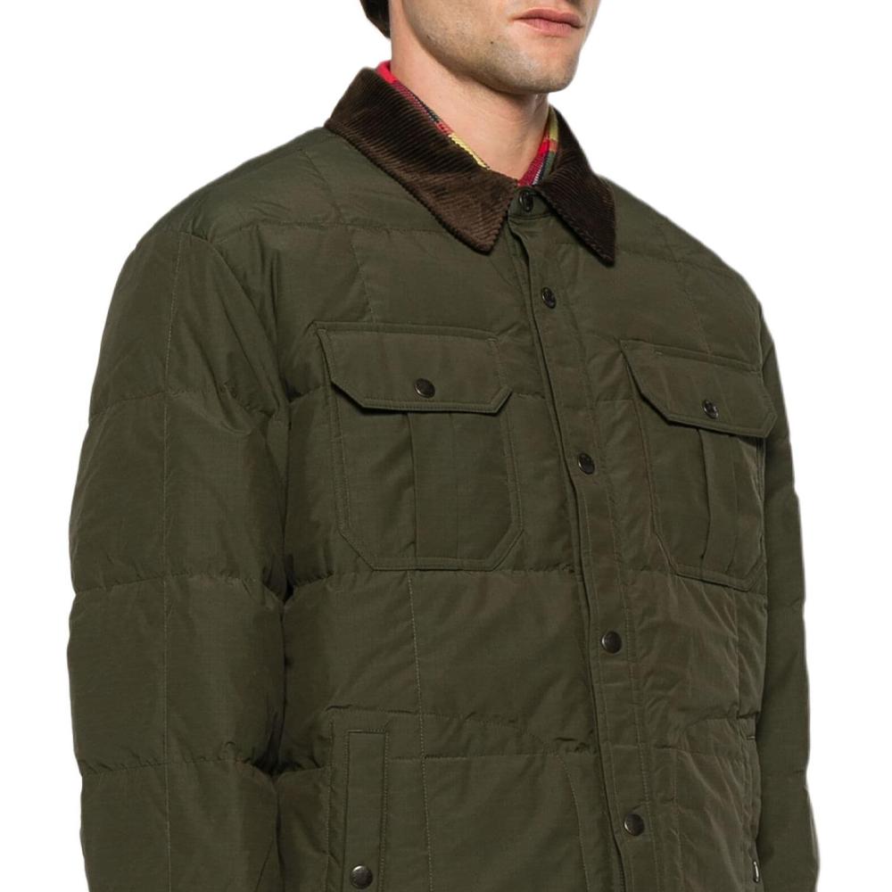 Polo Ralph Lauren Solid Color Single-Breasted Waterproof Long Sleeve Down Jacket Men outerwear Dark-Green 710939330-001