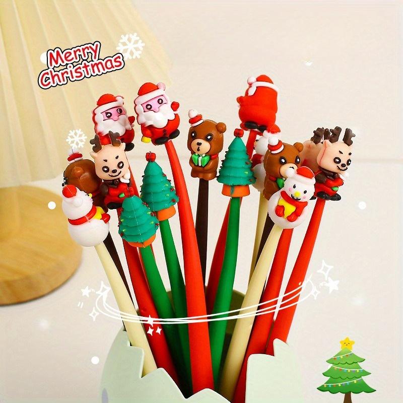 15pcs Christmas Rubber Soft Pen Christmas Style Student Stationery 0.5mm Neutral Pen for Writing Xmas Gift for Kids Navidad