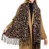 New fashion leopard print scarf women's 2025 winter versatile thickened imitation cashmere shawl dual-purpose scarf