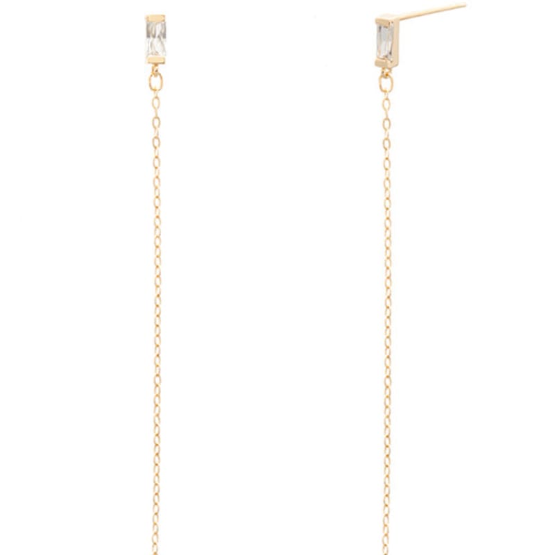 LUNNE 14k Baguette Chain Drop Earrings (14k Gold) A12