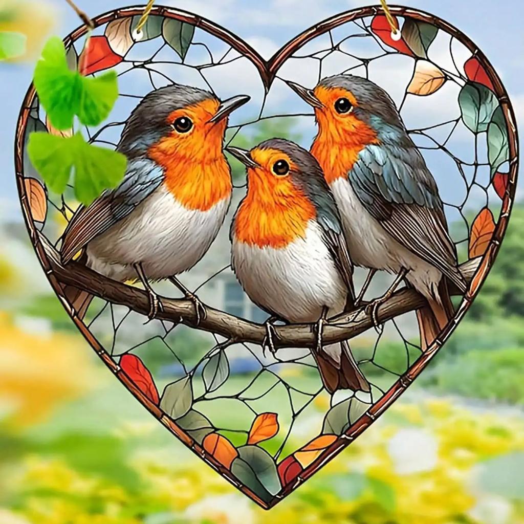 2D colored sunshade glass hanging window for home decoration, suitable for bird enthusiasts, garden and animal themes