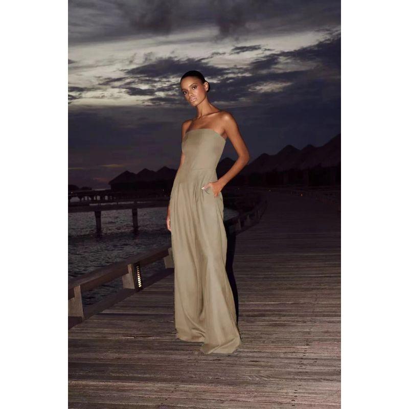 

2025 European and American Cross-Border Foreign Trade Amazon Independent Station Women clothes Leisure Backless Slim fit Attract Temperament Jumpsuit Khaki XL