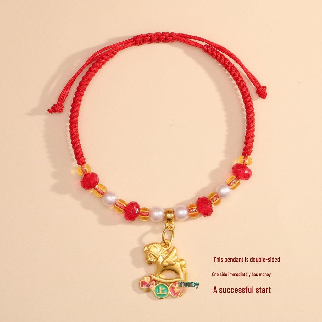2026 Zodiac Year of the Horse Red Bracelet: Handmade Ben Ming Nian Woven Rope for Good Fortune