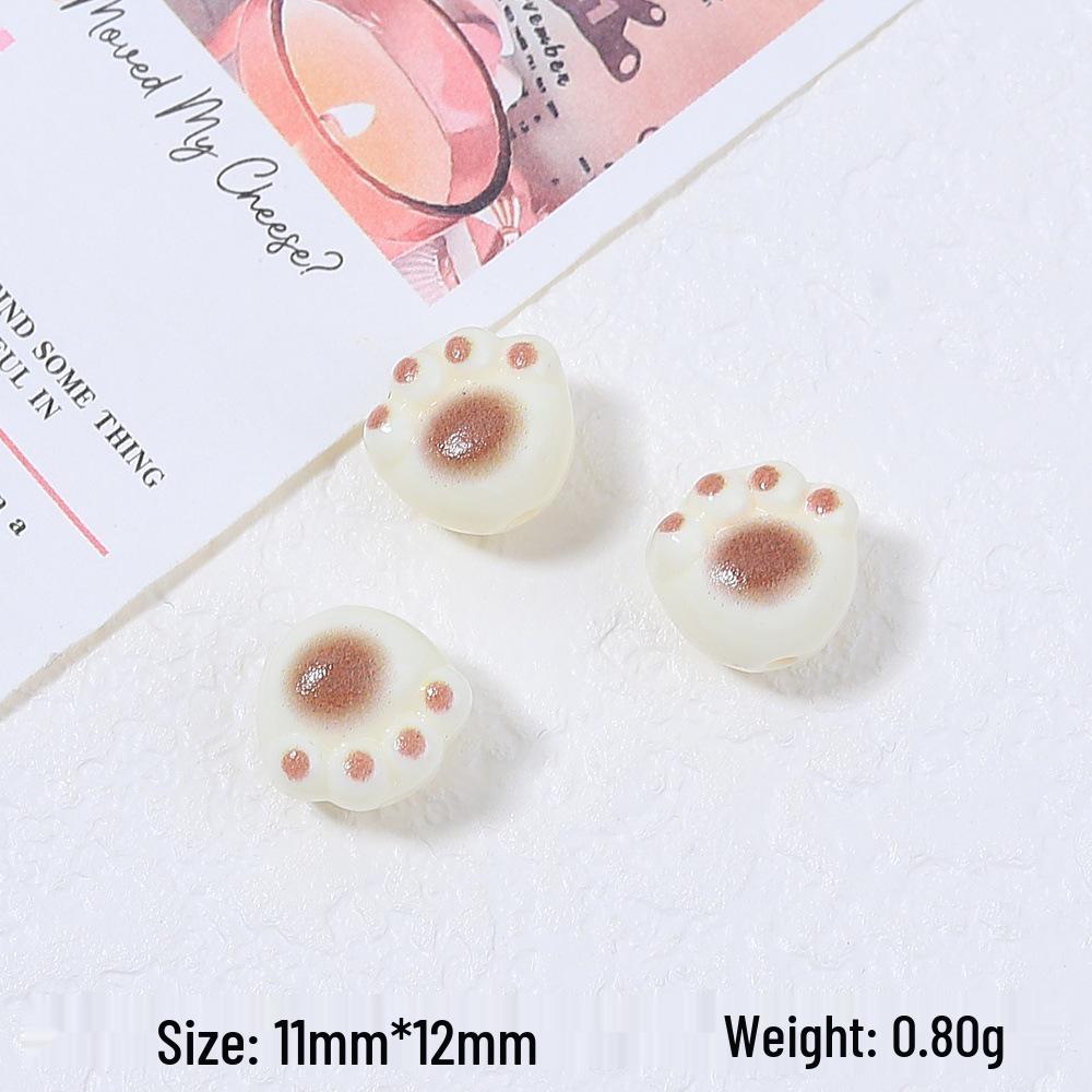Handmade Cartoon Cat Paw Beaded Bracelet with Resin & Cream Glue