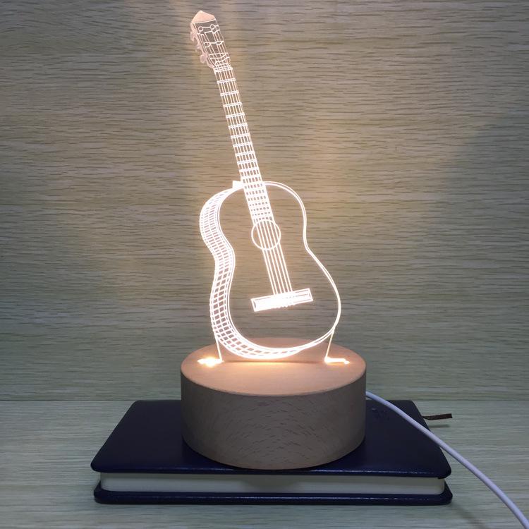 

Creative Luminous Electric Guitar LED Table Lamp - 3D USB Night Light for Bedroom, Valentine s or Birthday Gift Default