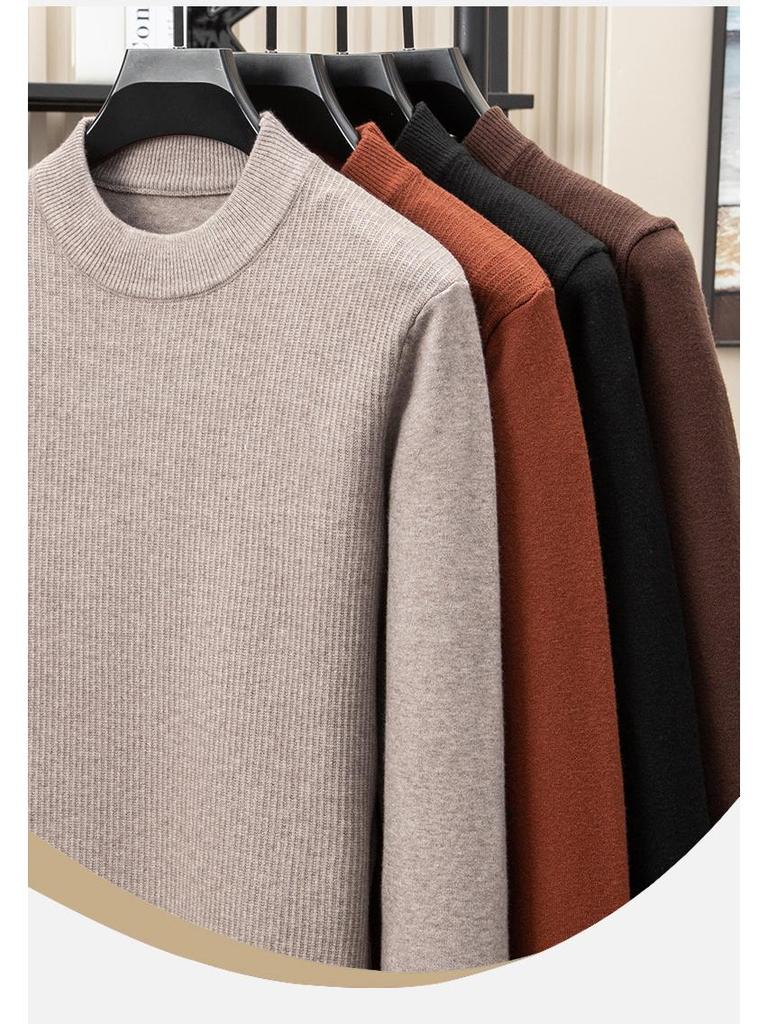 2025 Puyuan Men's Long Sleeve Round Neck Casual Knit Sweater for Young Adults