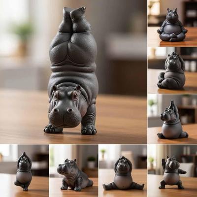 3D Tisk Jóga Hroch Socha Pryskyřice Hroch Figurka Hroch Dekorativní Ozdoby Mini Více Stylů