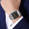 Skmei Square Watch Men Stylish Silver Stainless Steel Wristwatch Gentleman Waterproof Analog Business Casual Chronograph Male Luxury Gift Black Wach