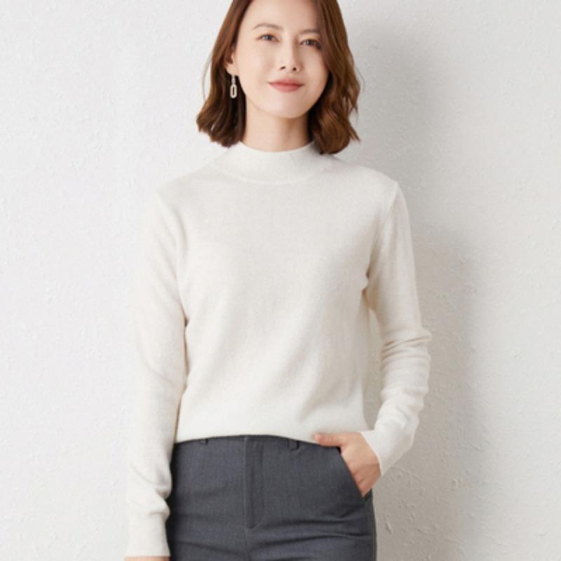 Fashion Half High Collar Slim Fit Autumn Sweater Women Winter Long Sleeve Pullovers Women Solid Base Sweaters Elegant Casual Warm Lady Jumpers 25634