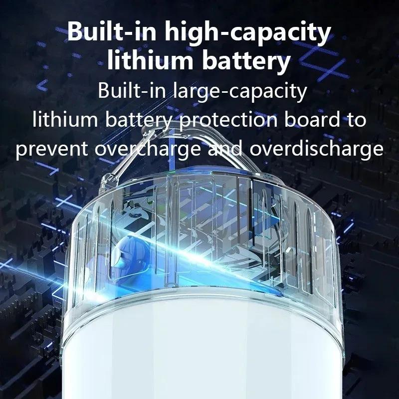 Solar Light Bulb Camping Emergency Light USB Rechargeable Portable Outdoor with 5 Modes for Tent Hiking Power Emergency Outage