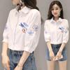 Everything Embroidered Summer Five Point Sleeve Shirt Literary Women Temperament Lapel Casual