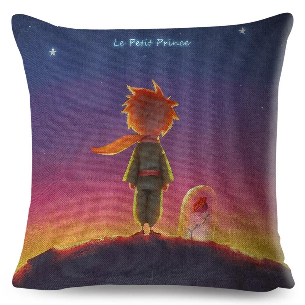 Little Prince Pillow Case Decor Cartoon France Anime Print Cushion Cover for Sofa Home Children Room Linen Throw Pillowcase