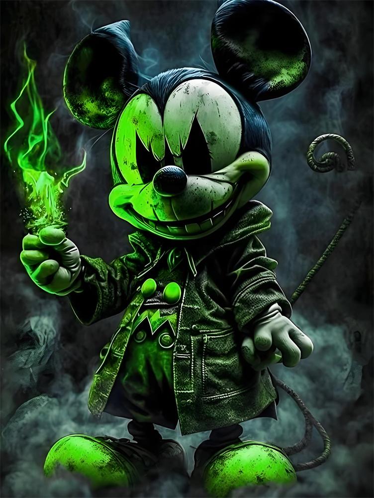Disney Peinture Diamant 5D Mickey Sombre Transformation Terreur Sombre Décoration DIY Mosaïque Diamantée Complète Ensemble Point de Croix Incrusté Cadeau