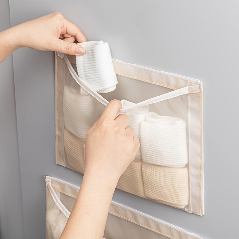 Underwear Storage Bag Hanging Sock Panties Organizer Dorm Wall Mounted Mesh Pocket Door Back Wardrobe Inner Side Bag