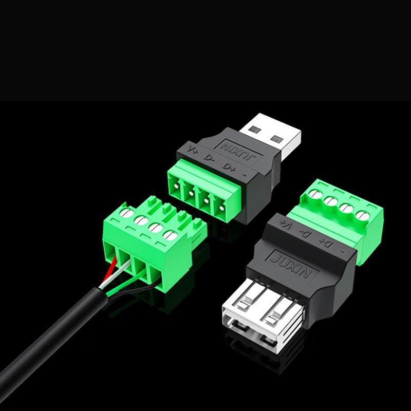 1Pc Usb 2.0 Type A Usb Connector Usb Plug Adapter Connector Jack With Shield Type-A 4-Pin Male/Female Plug Screw Terminal Plug