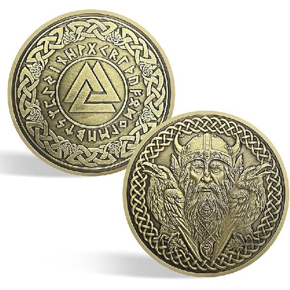 ЧУРЮМЛ Монета Викинг Иггдрасиль Монета Вызова Драккар Викингов Монеты Древо Жизни Викингов Скандинавская Мифология Символ Воина Амулет Подарки Викингов для Мужчин Odin and the Raven