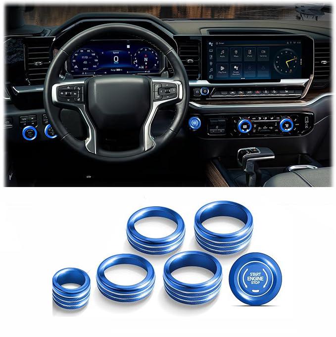 Chevrolet Silverado 22-23 Decorative Rings for A/C Knobs & Headlight Switches