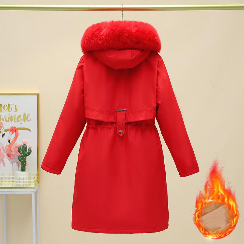 Plus Samt Verdickte Parker Jacke Damenjacke Damen Winter Locker Pelzkragen Damen