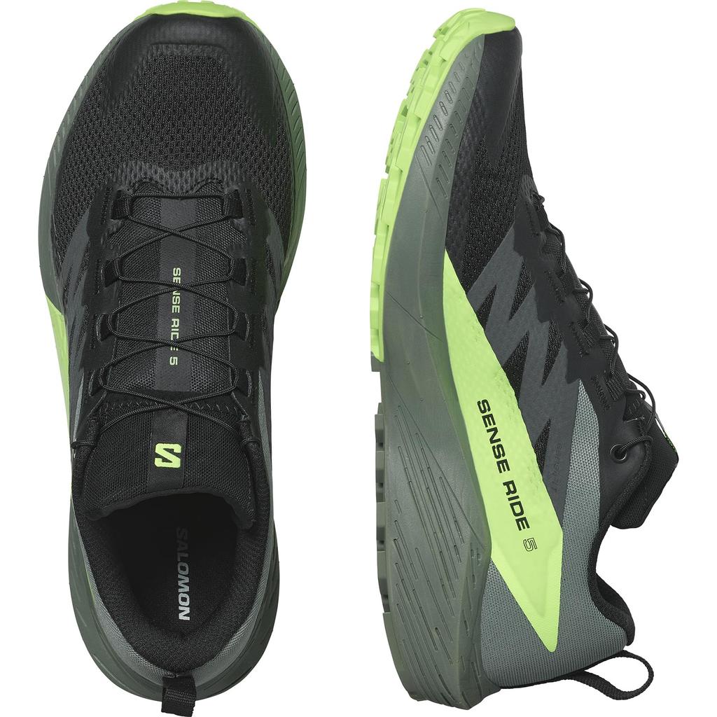 Salomon Trail Running SENSE RIDE 5 L47311100 Gecko cm Men's Black/Laurel Wreath/Green 27.5