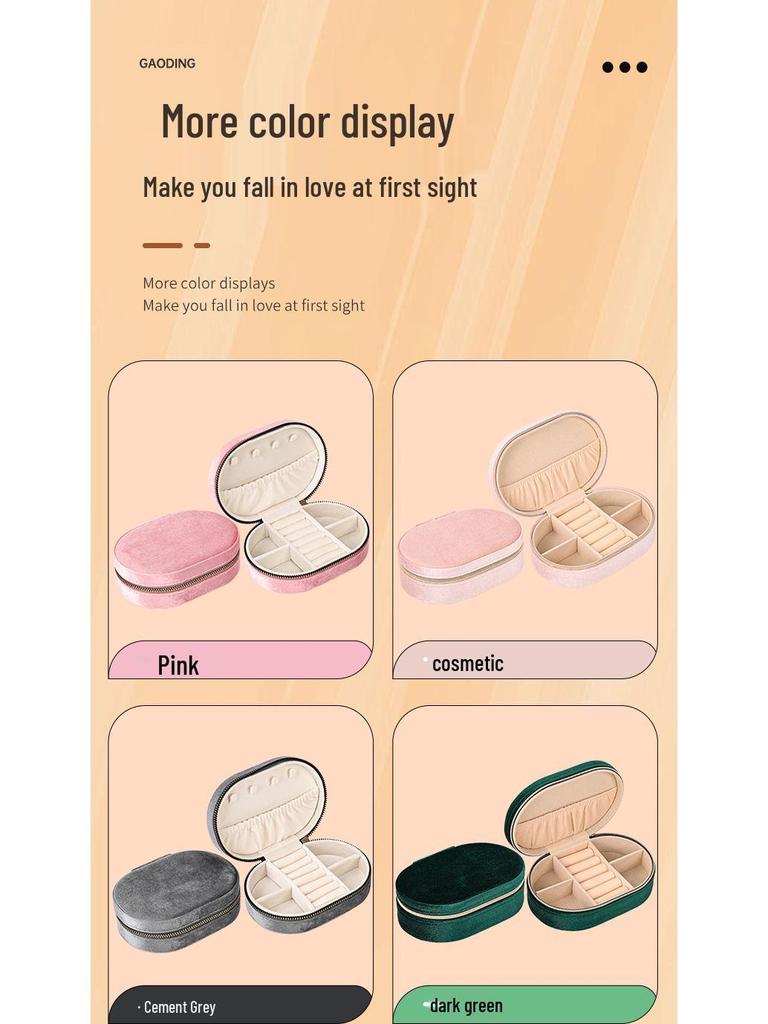 Oval sammetsförvaringslåda för smycken - Bärbar presentförpackning för ringar och halsband