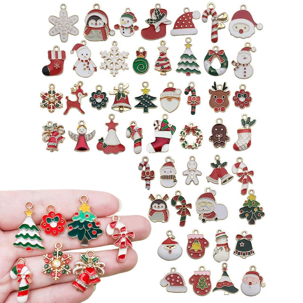 Assorted 50piece Christmas Drip-style Santa Claus And Decorations Sock Tree Ornament Snowman Creative Cartoon Pendant Reind U1A4