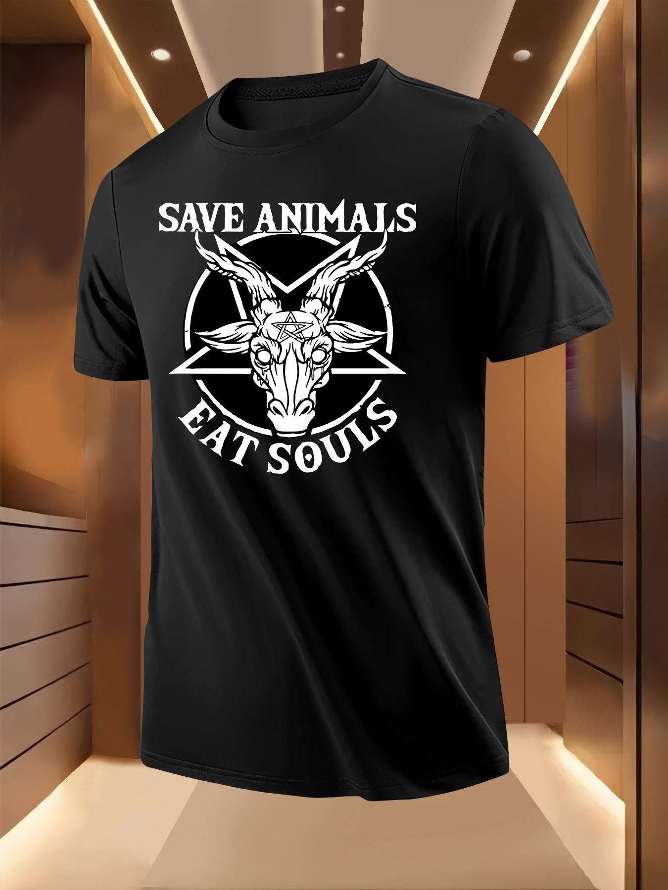Light Grey Graphic Tshirt - Save Animals Eat Souls Slogan... S