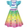 26255 Kids Girls Gabby Printed Ruffle Dress Pants Bag Set Outfit Halloween Cosplay Costumes