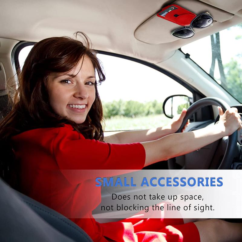 Sunglass Holder for Car Visor,Magnet Sunglasses Holder for car,Leather Car Sunglass Holder,Visor Sunglasses Clip with Storing Glasses Cards