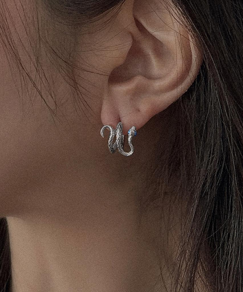 Chalangsi Little Snake One-Touch Earrings 925 Silver