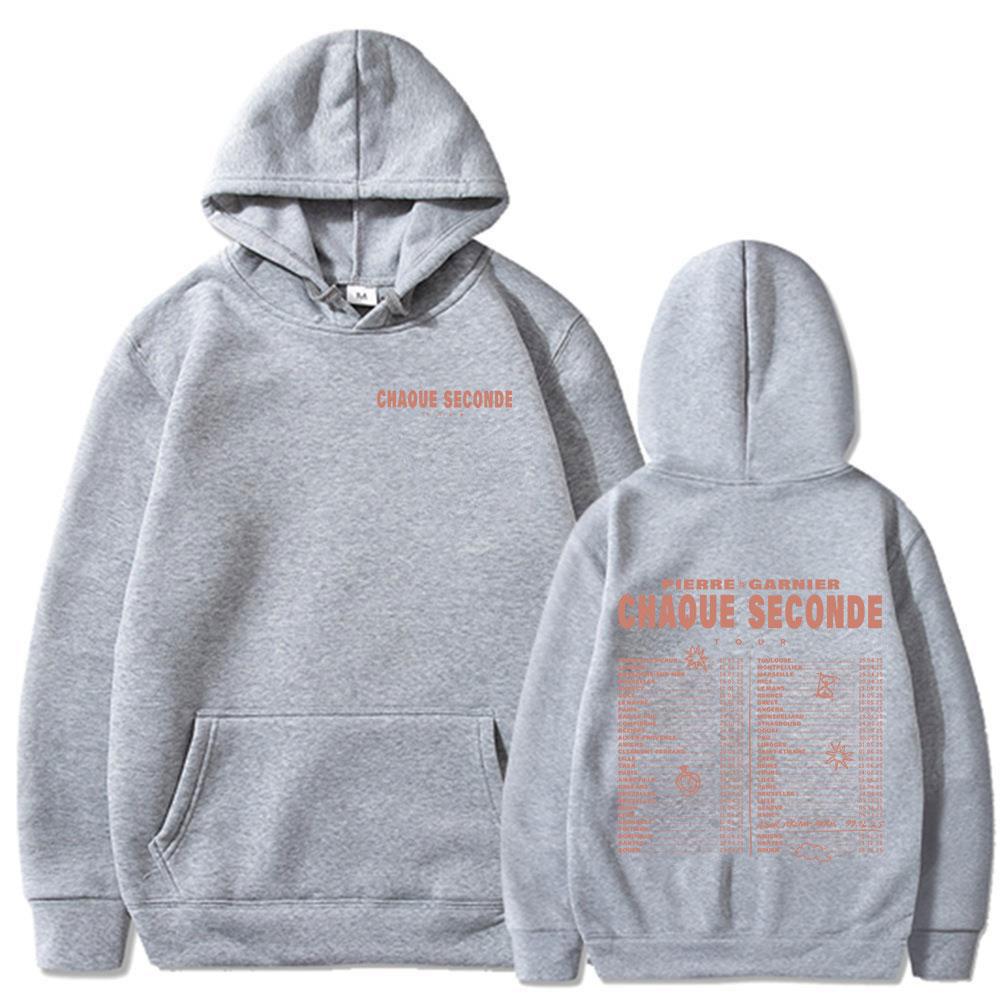 Pierre Garnier Chaque Seconde Tour 2025 Merch Hoodies Hip Hop Fashion Hooded Sweatshirts Men's Women Clothing Oversized Pullover