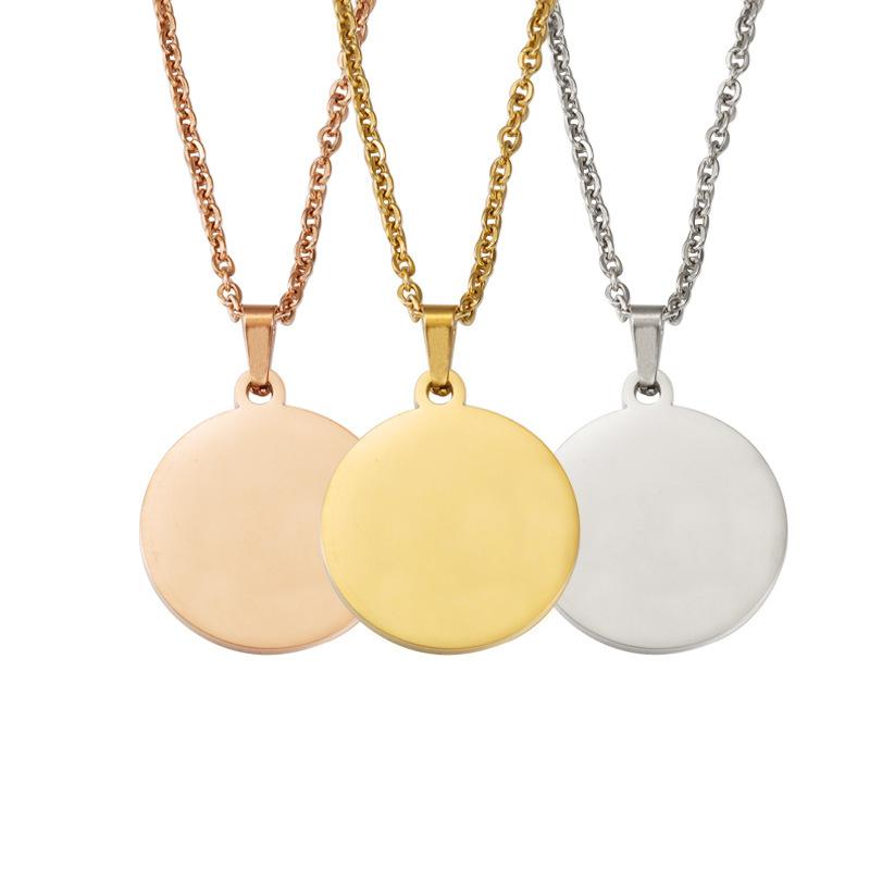 10pcs Stainless Steel chain round Tag Necklaces Blank Mirror Polished for Engraving Statement Jewelry Making Metal Circle