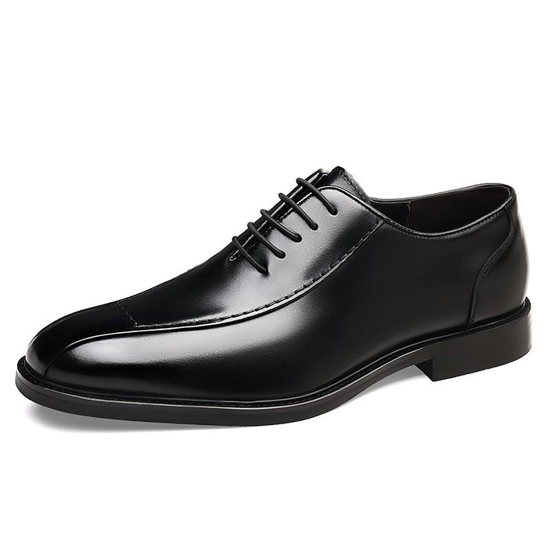 Mens Genuine Leather Oxford Shoes Square Toe Business Casual Dress Office Wedding Formal Events