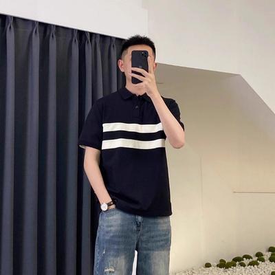 Men's Short Sleeve Polo Shirt Striped Design Casual Regular-Fit Top