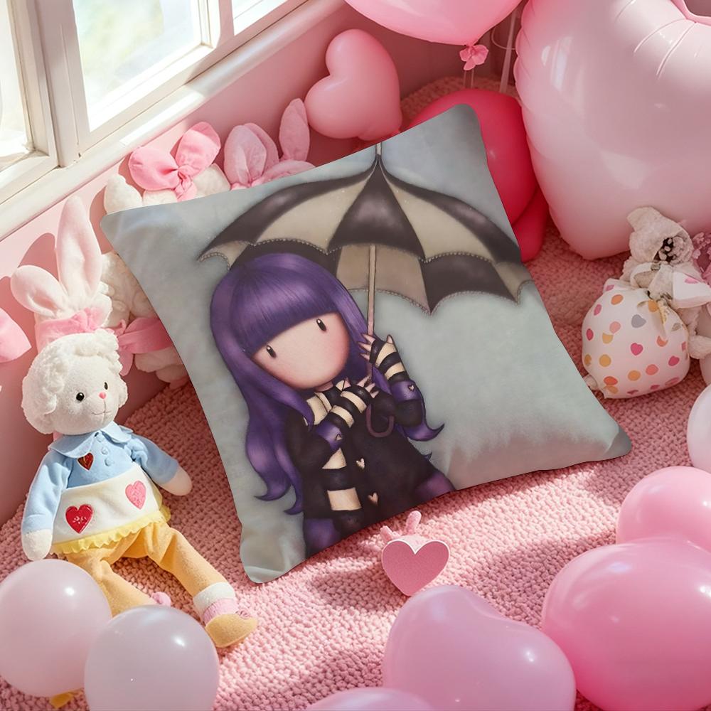 S-Santoro Gorjuss Cartoon Cushion Cover Pattern Printed Pillowcase for Living Room Sofa Cushion Cover & Bedroom Decor