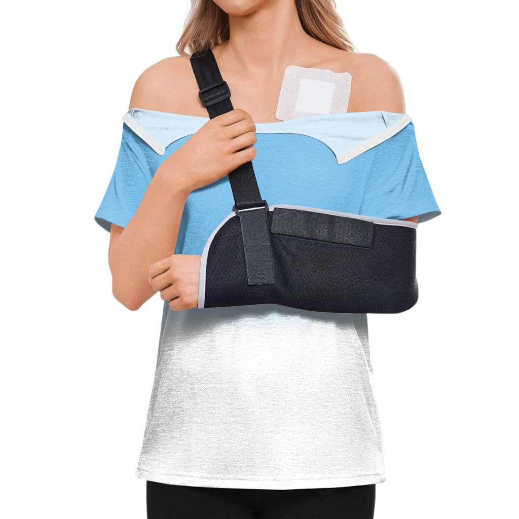 Women's Post-operative Short-sleeved Color Shirt With Shoulder Zipper And Side  Closure.